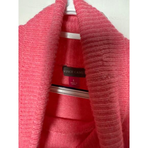Vince Camuto Bright Pink Turtleneck Oversized Slouchy Sweater Women's Large - Picture 7 of 8